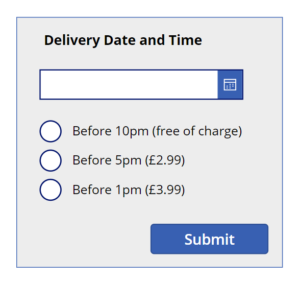 date dropdown control and time radio button control