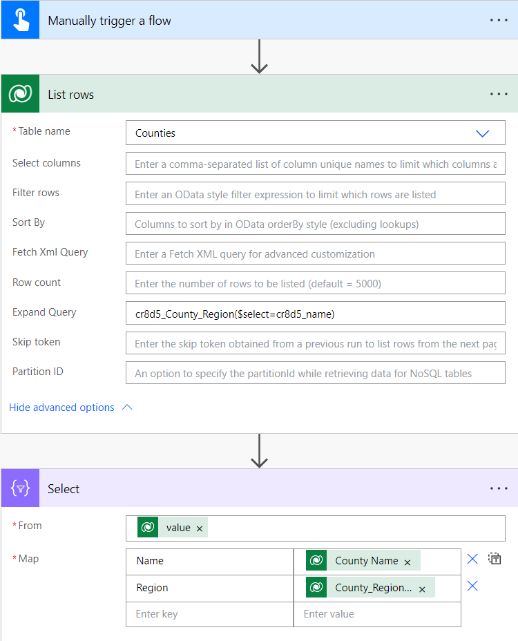 image of the full power automate flow