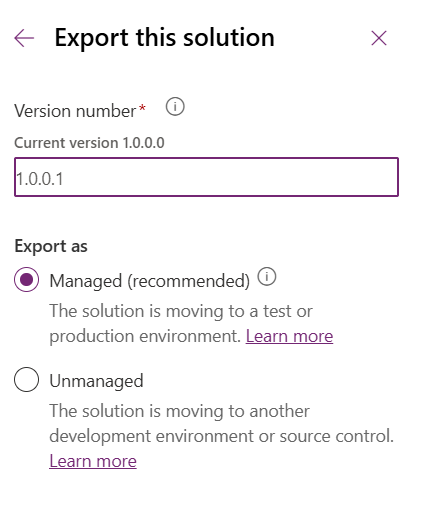 image of exporting a solution