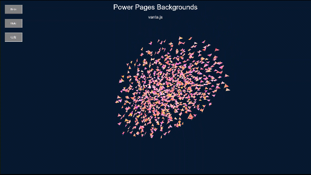 Demo of 3 of the Vanta.js backgrounds that can be implemented on Power Pages